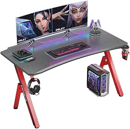 

Desk 47 inch PC Computer Desk, Home Office Desk Workstation, Professional Gaming Desk Table with Cup Holder & Headphone Hook L s