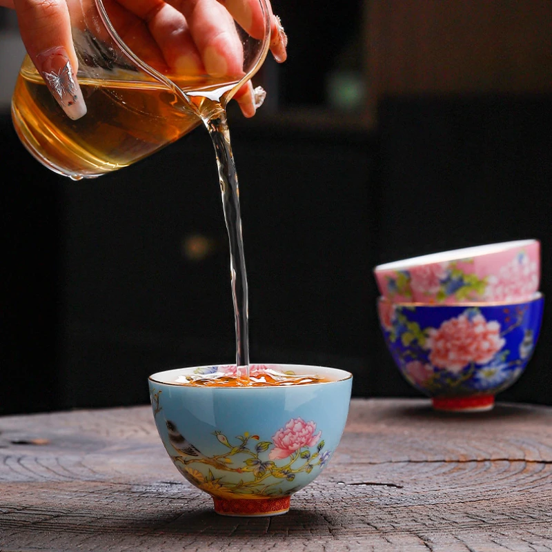 6 шт. китайский стиль цветы живопись чайные чашки керамический набор чайных чашек