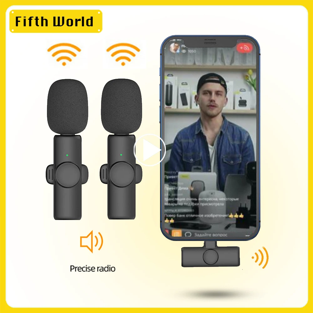 

Wireless Lavalier Microphone Professional Microphone for Phone Tiktok Studio Vlog Youtube Gamer Sound 2.4G Recording Radio1 to 2