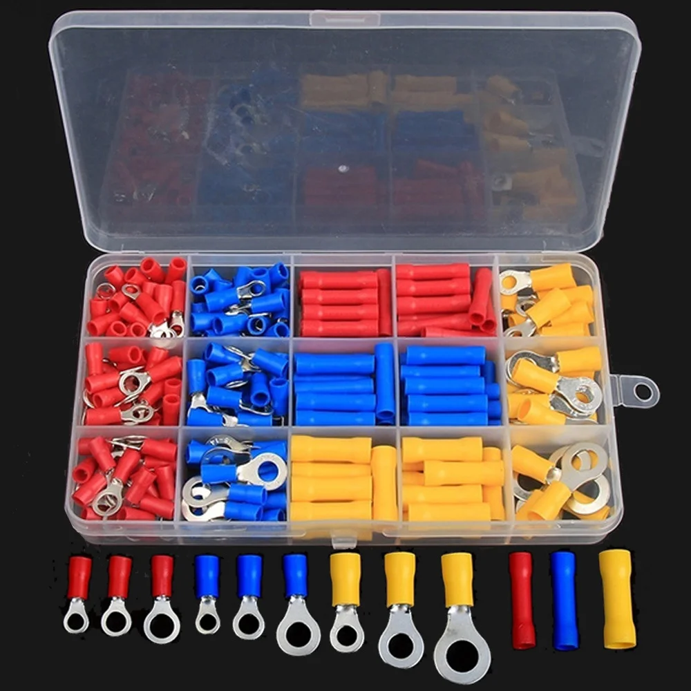 

258PCS Assorted Crimp Terminals AWG 22-10 Insulated Electrical Wire Cable Butt Bare Crimping Connector Kit