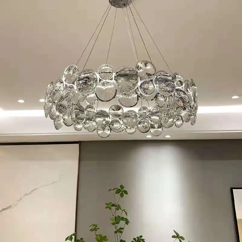 

Modern High-end Round Crystal Ceiling Chandeliers LED Bubble Pendant Lamp Living Dining Room Bedroom Hanging Light Lustre Decor