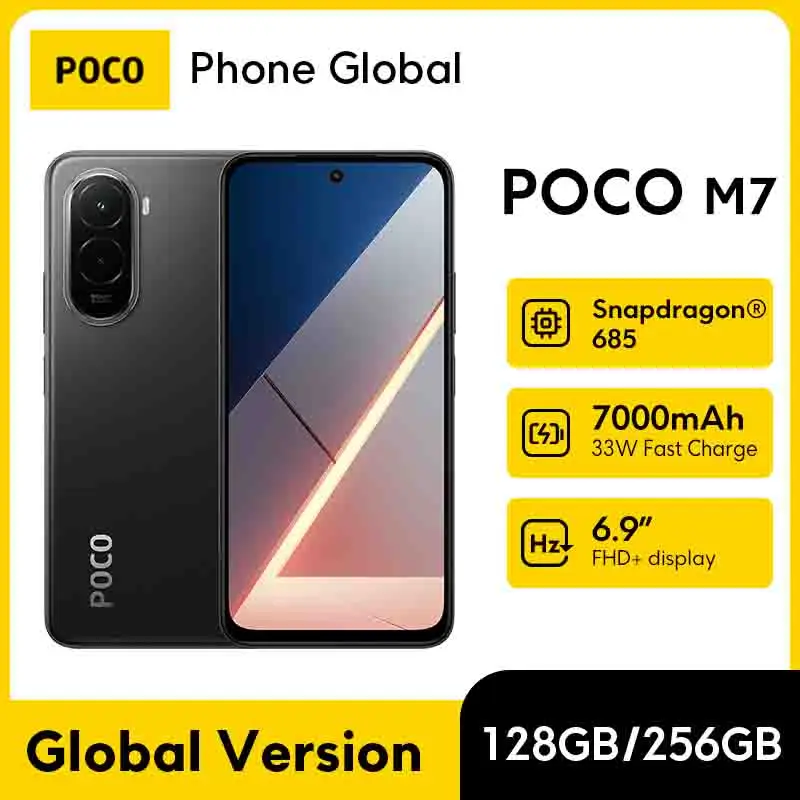 Фото Смартфон POCO M7 Global Version 128 ГБ/256 ГБ Snapdragon 685 Аккумулятор 7000 мАч Погружной 6,9-дюймовый дисплей FHD + 33 Вт Зарядка 50 МП NFC №2