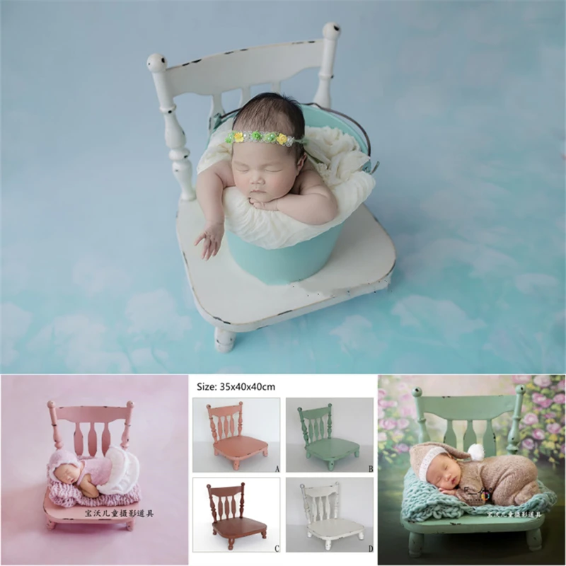 Dvotinst Newborn Baby Photography Props Wooden European Vintage Posing Chair Fotografia Accessories Studio Shooting Photo Props