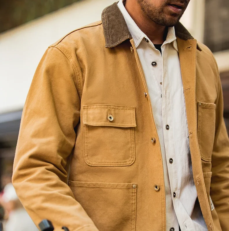 Пальто Maden мужское тяжелое с карманами винтажная охотничья куртка из ткани