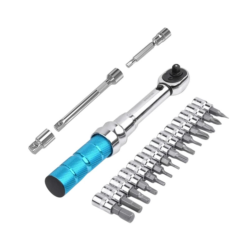 

Torque Wrench for Bicycle and Motorcycle, 1/4 2-15Nm MINI Torque Accuracy Repair Tool with 3/8inch Adapter,Extension