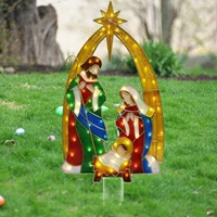 christmas nativity scene inserting signs acrylic gardening ornaments ground plug light up nativity scene outdoor lawn yard stake