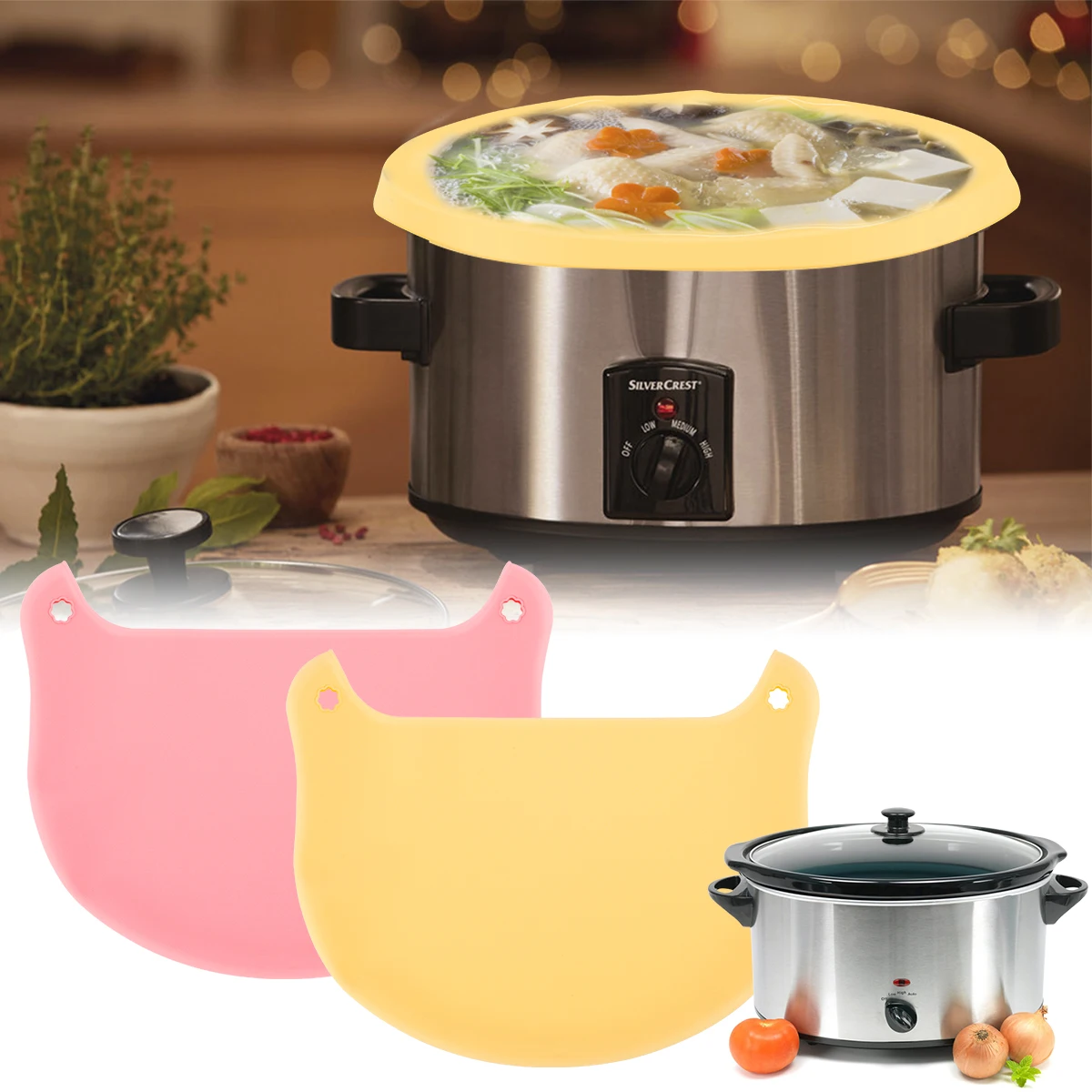 

Silicone Slow Cooker Liners Reusable Silicone Slow Cooker Divider Leakproof Hear-Resistant Slow Cooker Insert Liner Dishwasher
