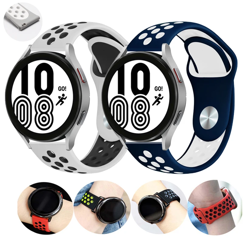 

20mm 22mm strap for Samsung Galaxy watch 4 Classic/Active 2/Gear S3 Frontier silicone watchband bracelet Huawei GT/2e bands