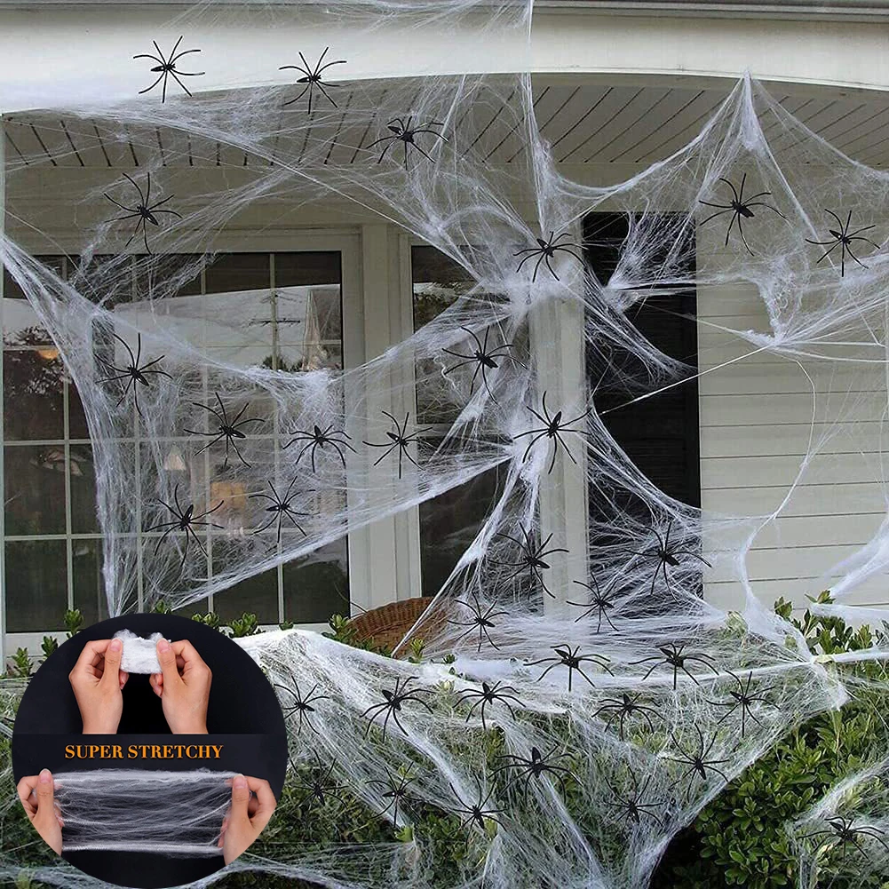 

Украшения для Хэллоуина, искусственные паутины, супер Стрейчевые паутины с поддельными пауками, страшные украшения для вечерние НКИ, Декор,...