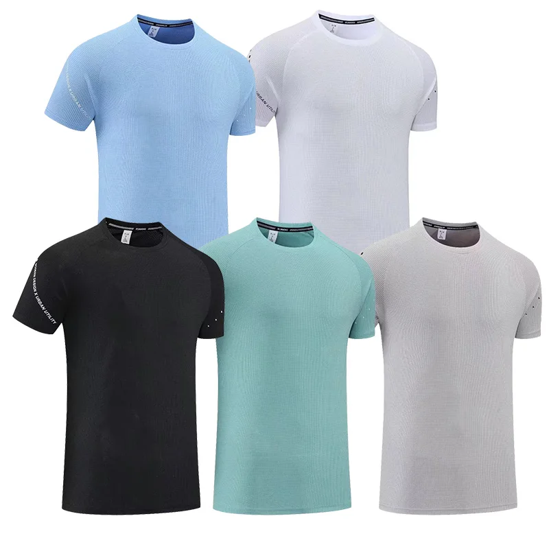High Quality Man Running T Shirts Quick Dry Fitness Shirts Training Short Sleeve Clothes Gym Sports Shirts Tops