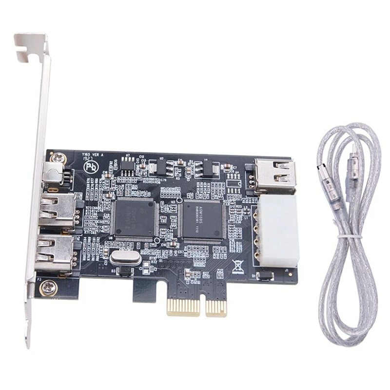 

1 компл. PCI-E 1X IEEE 1394A 4 порта (3 + 1) Firewire адаптер карты 1394 A Pcie с 6-контактным до 4-контактным кабелем IEEE 1394 для рабочего стола