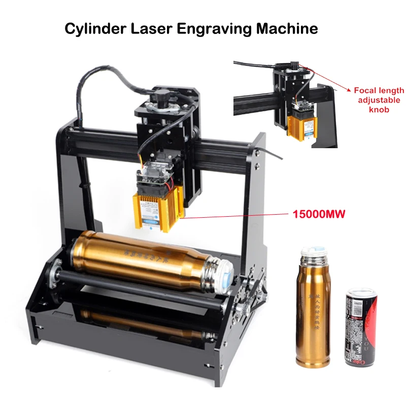 15W Superpower Cylinder Carving Engraver Assembled Desktop Diode Laser Engraving Machine for Cans Stainless Steel Wood Paper