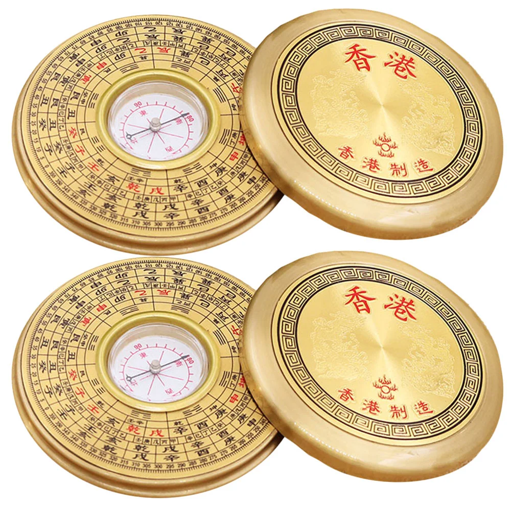 

2pcs Small Compass Chinese Style Compass Vintage Compass Luo Pan Adornment