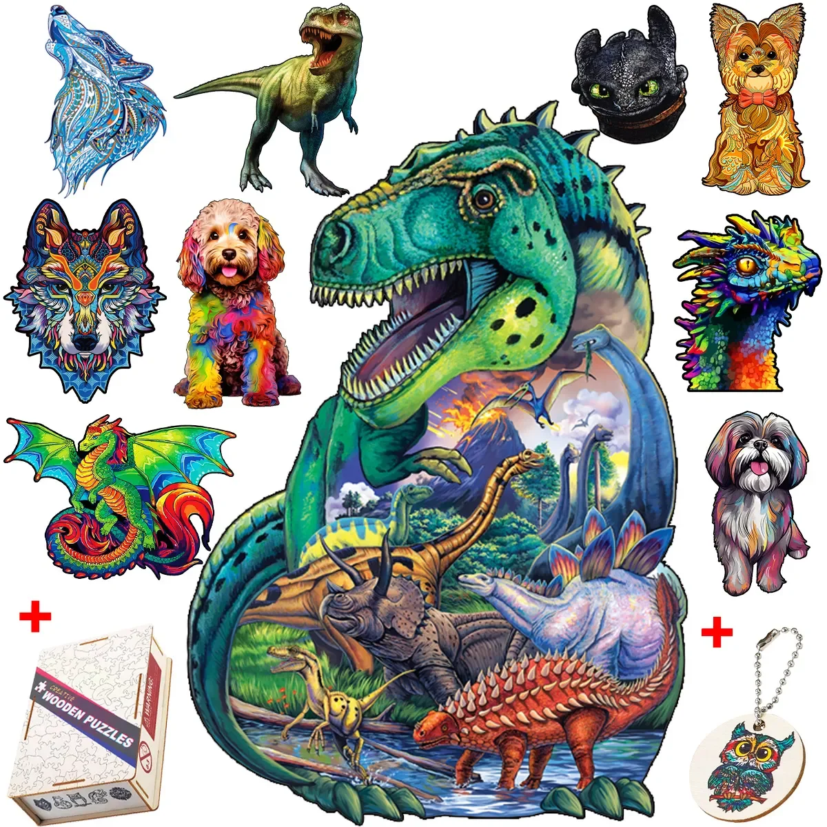 Уникальные красочные деревянные пазлы в виде животных дракона поделки сделай