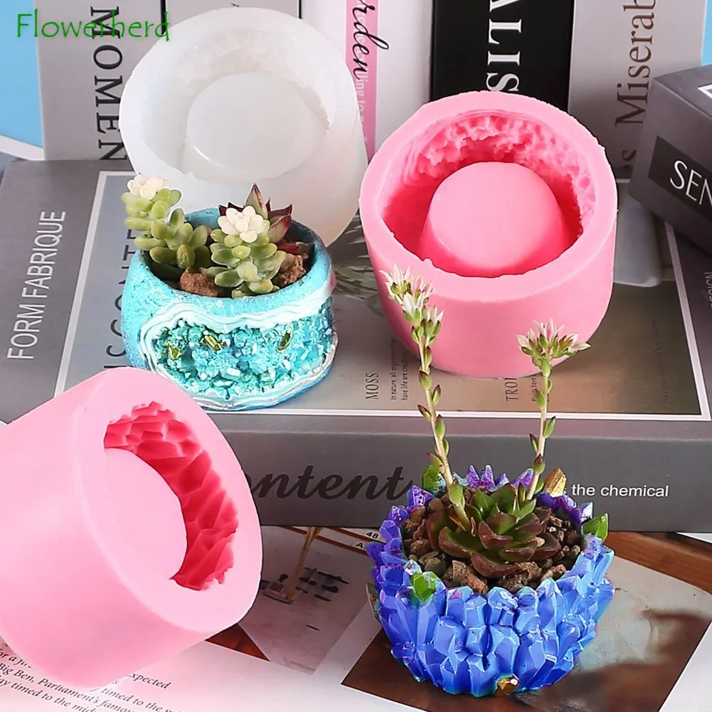 

Crystal Cave Shape Succulent Flower Pot Liquid Silicone Mold DIY Aromatherapy Candle Plaster Candle Holder Epoxy Resin Molds