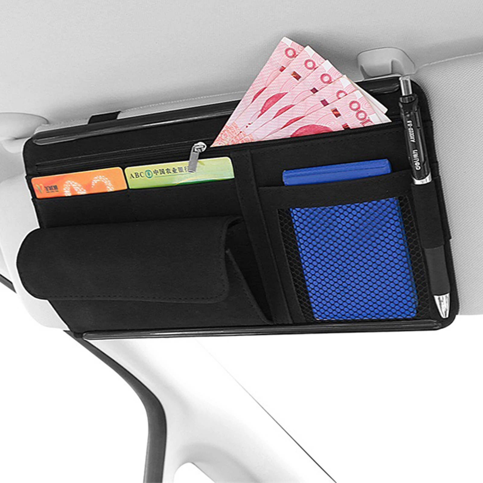 

Automotive Sun Pockets Car Accessories Car Sun Glasses Case Sun Storage Bag Id Bill Holder Auto Interior Accessories With