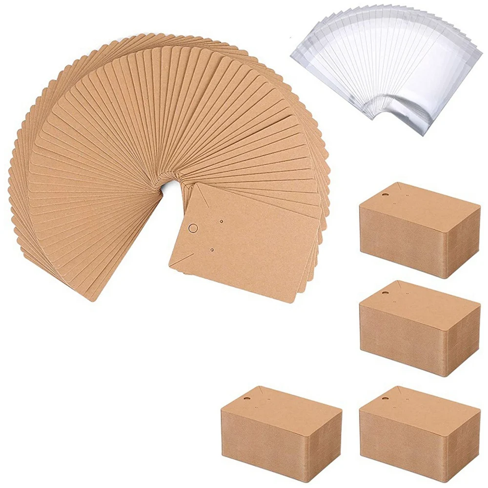 

Earring Clip Card with 100 Bags Earring Display Card Used to Display Necklaces and Jewelry Packaging