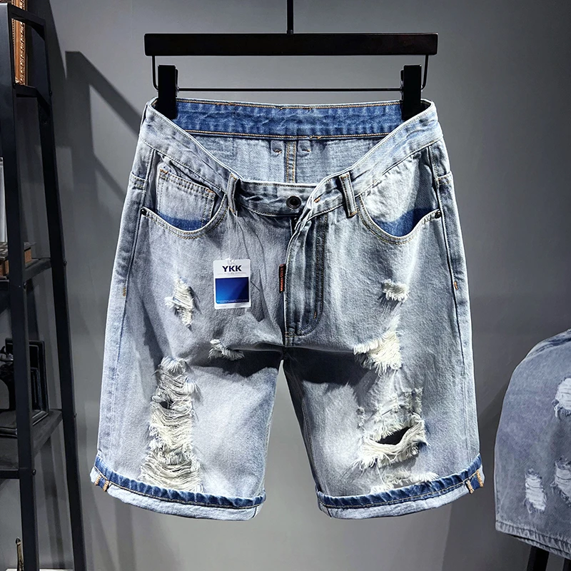 

Summer Men's Denim Shorts 2023 New Arrivals Fashion Trend Vintage Ripped Casual Loose Male Jean Shorts Plus Size 42 44 46 48