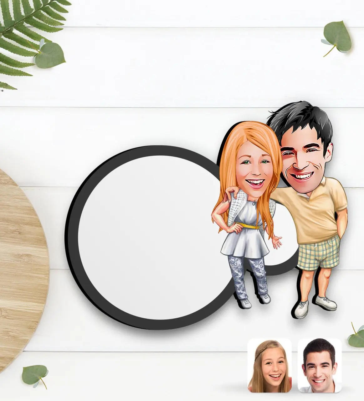 

Персонализированная карикатура на деревянную чашку на День святого Валентина