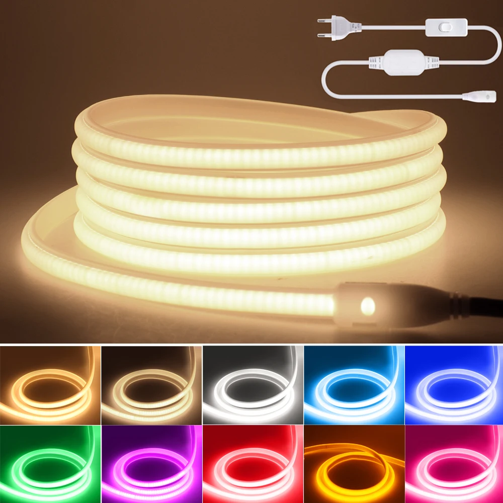 Светодиодная лента COB 220 В С евровилкой 288 светодиодов/м