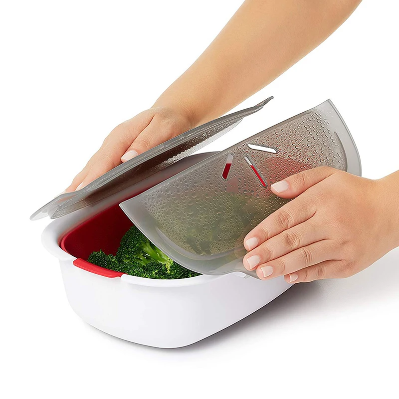 

Food Grade PP Steaming Dish Microwave Oven Steamer Basket Fish Meat Vegetables Food Steamer Kitchen Cookware vaporera cocina
