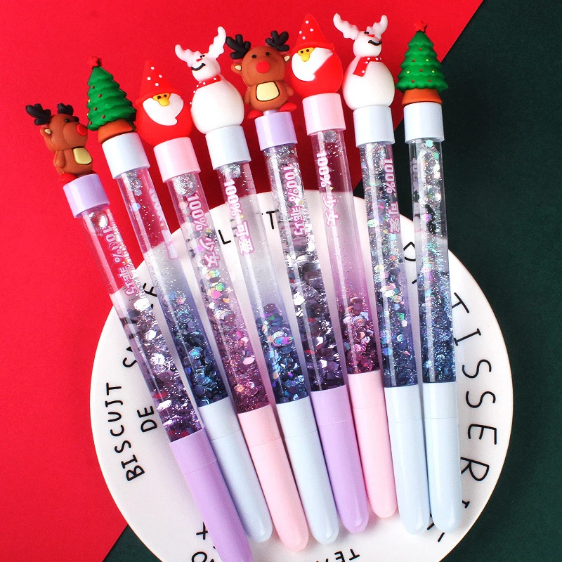

1 Christmas Gel Pen Creative Stationery Quicksand Pen Signature Pen Children Gift Student Signature Pen Cute Styling Gel Pen