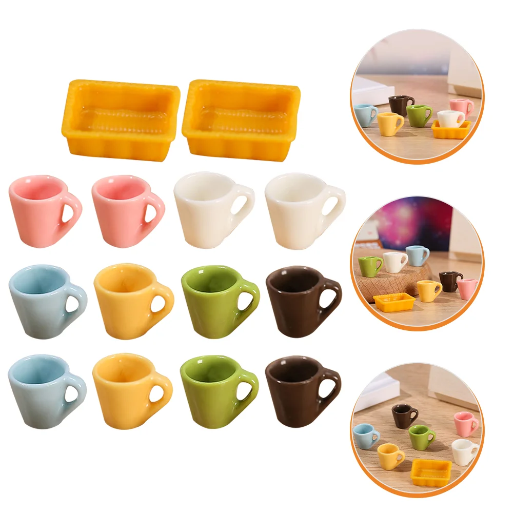 

14 Pcs Mini Cup Poppets Kids Miniature Coffee Mugs Miniature Tea Cups Toy Miniature Plates Resin Mini Coffee Cups Child