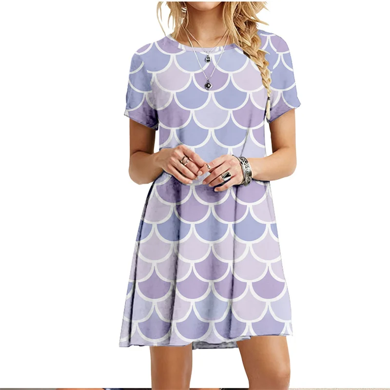

Spring Summer T-shirt Dresses Women Printed Sexy Beach Short Sleeve Vintage Clothing Holiday Casual Loose
