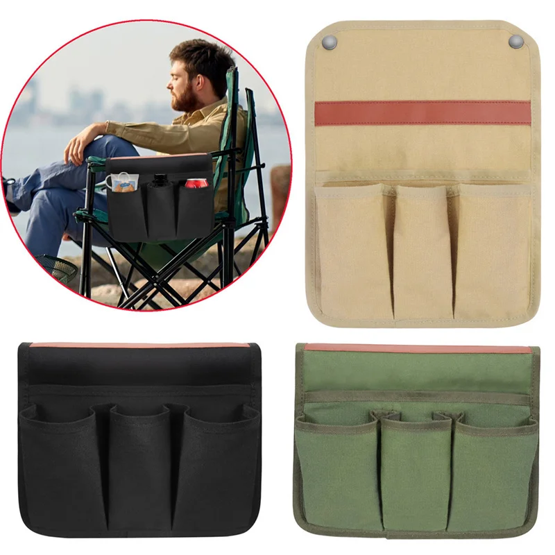 

Camping Chair Armrest Storage Canvas Folding Chair Organizer Side Pocket Pouch Bag For Outdoor Camping Picnic Fishing Bag
