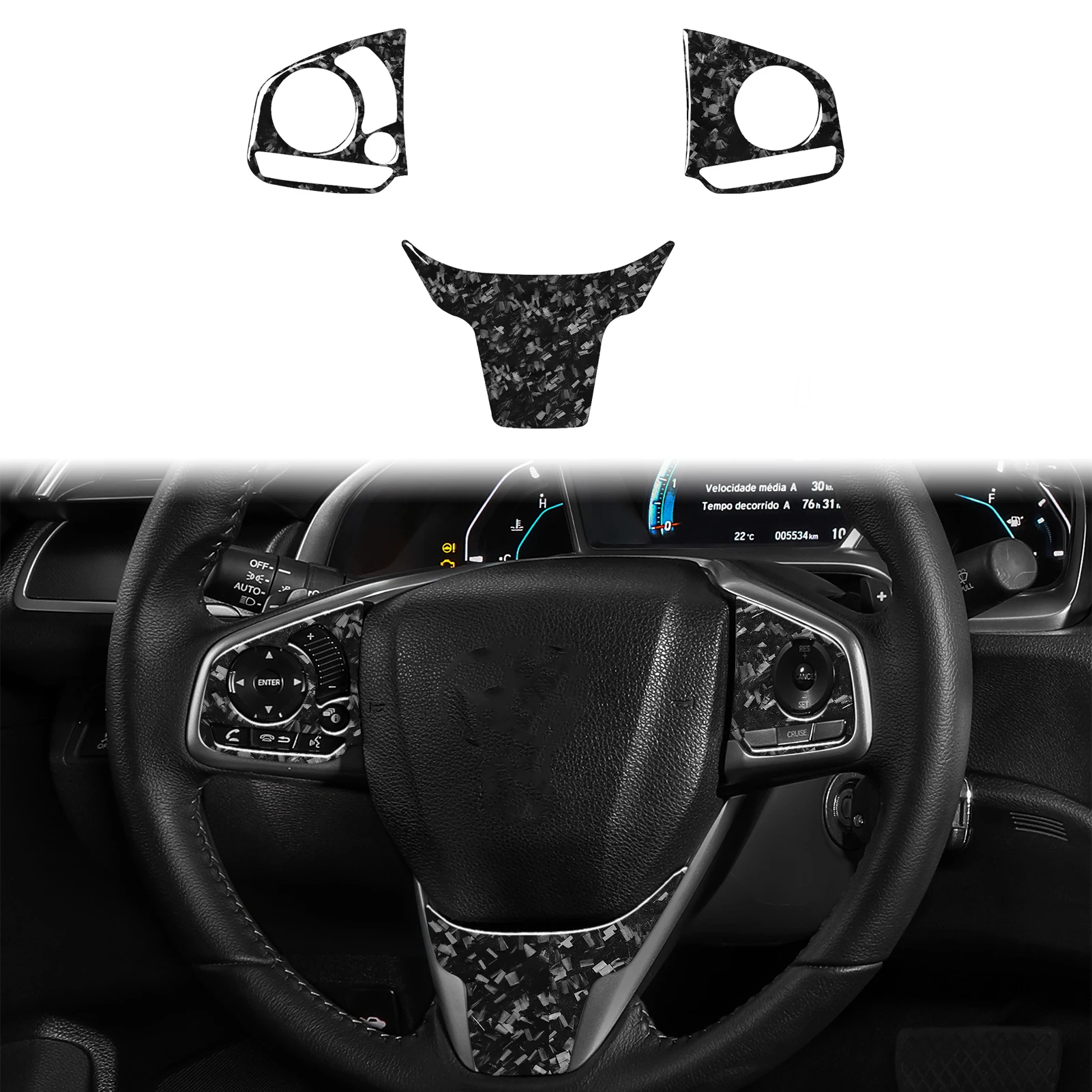 

Для Honda 10-го поколения Civic 2016-2019 модифицированный кованый карбоновый руль автомобиля центральное управление шестерня внутренняя наклейка