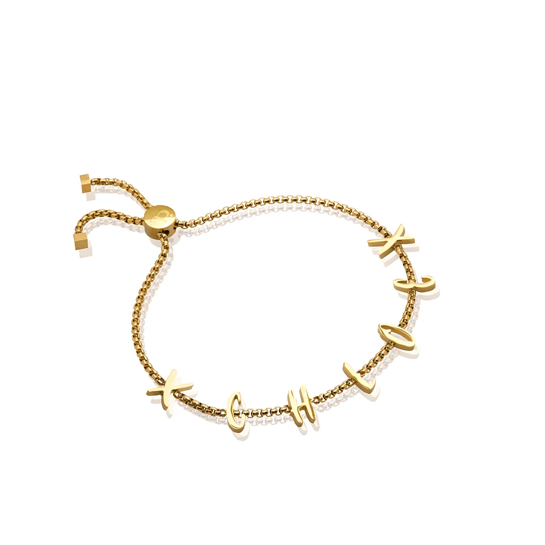 Chain Bracelet (gold) Personalized Weld Letter Bracelet Stainless Steel Jewelry Gifts For Best Friends