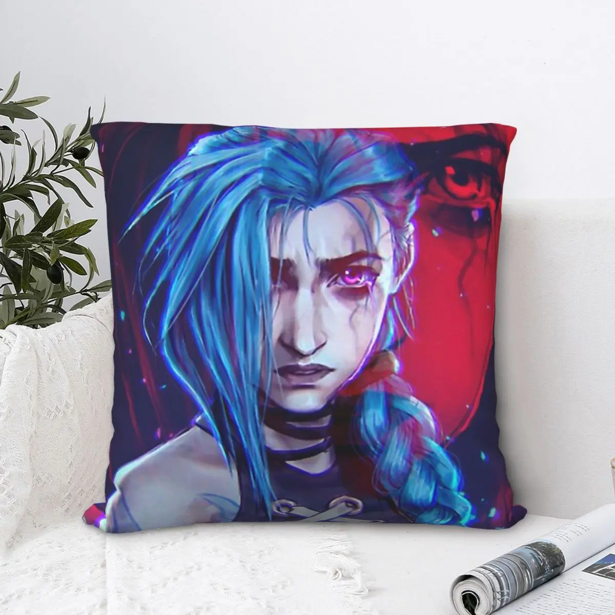 

Подушка для лица Jinx, подушка для рюкзака с рисунком в виде тростника, Лига Легенд, для дома, самодельная декоративная подушка для офиса с рис...