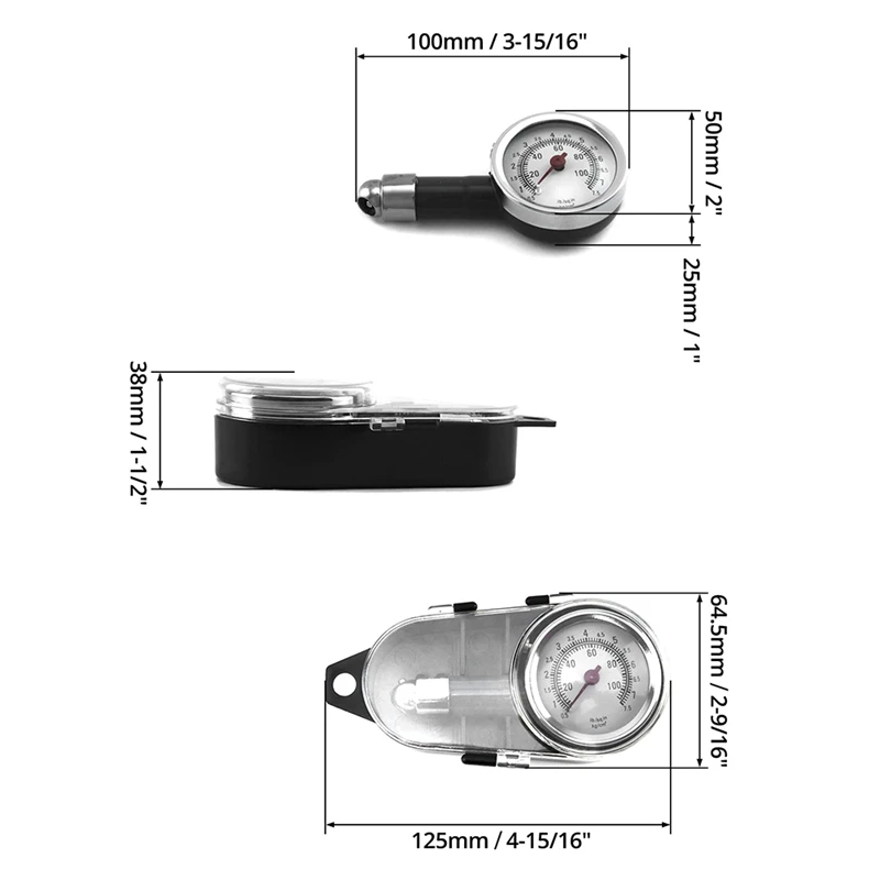 Прибор для измерения давления воздуха в шинах 0-100Psi