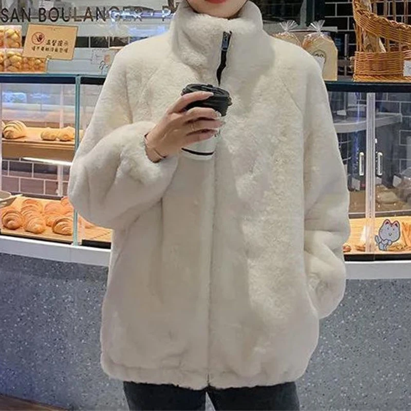 fur coat Women's autumn and winter 2022 new stand collar  cotton thickened warm lamb wool coat  jacket  fur coat women
