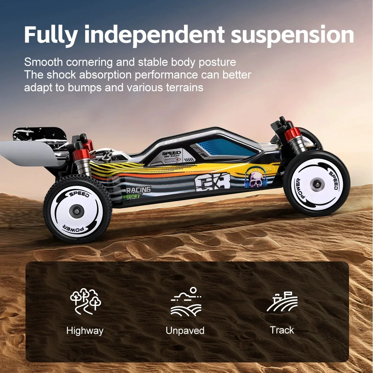 Фото Радиоуправляемая машинка 1:24, 3-скоростная, с независимой подвеской, 2WD, 25 км/ч, высокоскоростная, 2.4G, на пульте управления, для дрифта и гонок, игрушка №5