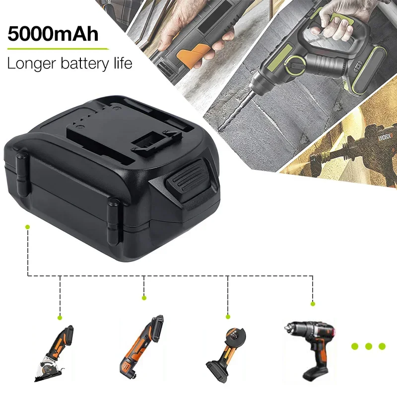 Фото Аккумулятор Li-ion 18В 5000мАч для электроинструментов Worx WX163 WG151 WG255 WG890 WX368 WA3525 WA3511 WA3512 №4