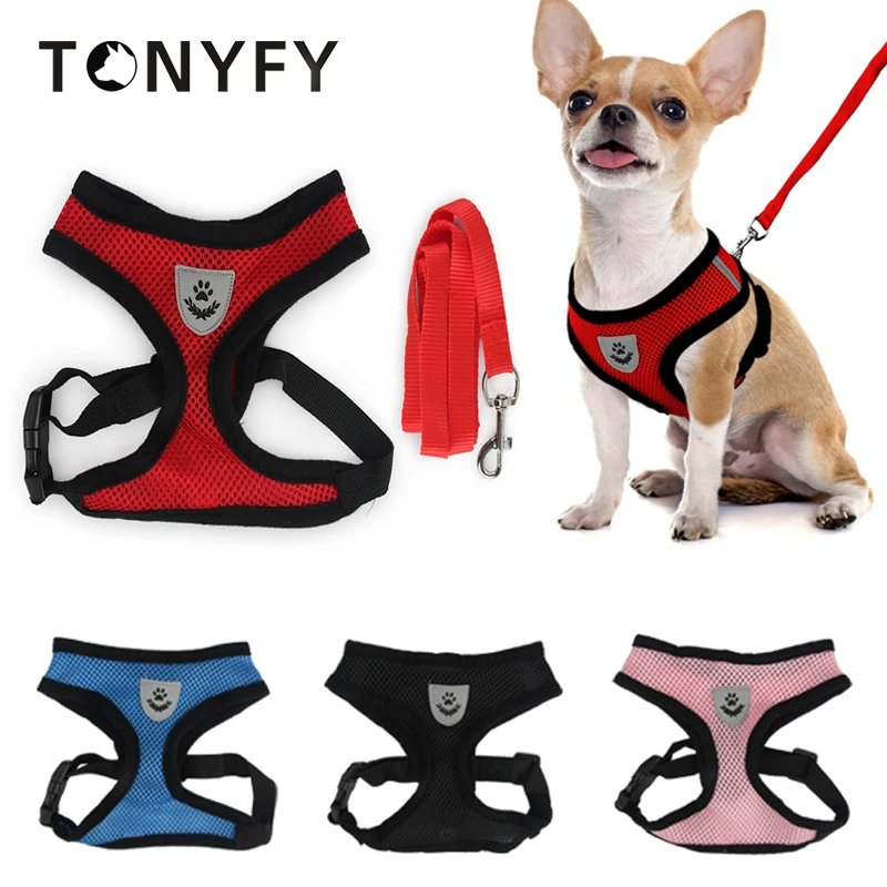 

Pet Harness Dog Collar Mesh Breathable Soft Nylon Vest Puppy Medium Dog Cat Outdoor Walk Training Harness Leash Set Pet Supplies
