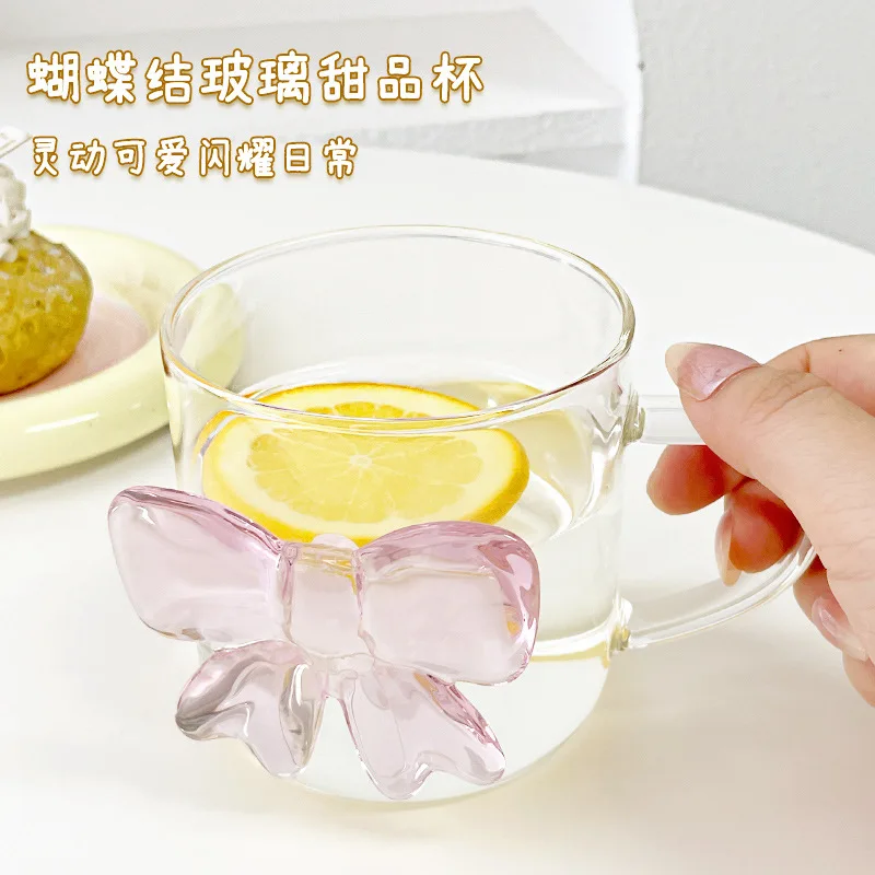 1 шт. 13 унций 400 мл потолочная прозрачная стеклянная чашка с розовым бантом декор