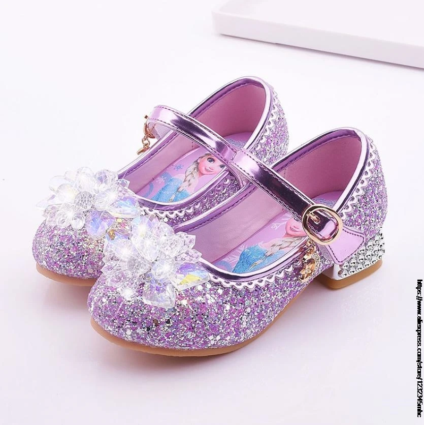 Туфли кожаные детские для девочек Мультяшные сандалии принцессы Эльзы