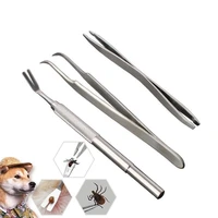 quality stainless steel pet flea remover tool scratching hook tweezers clips set cat dog tick removal tool pet grooming supplies