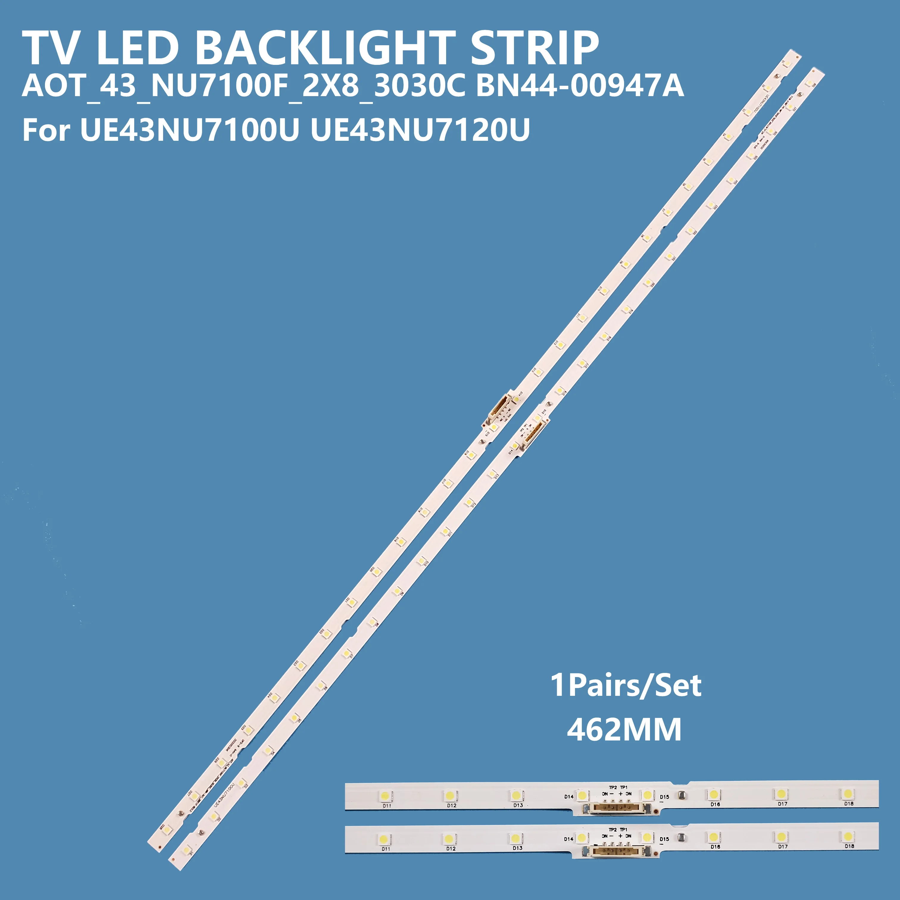 2 шт./комплект светодиодная лента для подсветки телевизора Samsung 43 дюйма