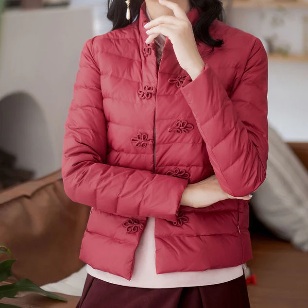 Retro Chinese style short down down padded jacket women's winter  suit 2021 new coat  winter coat women elegant
