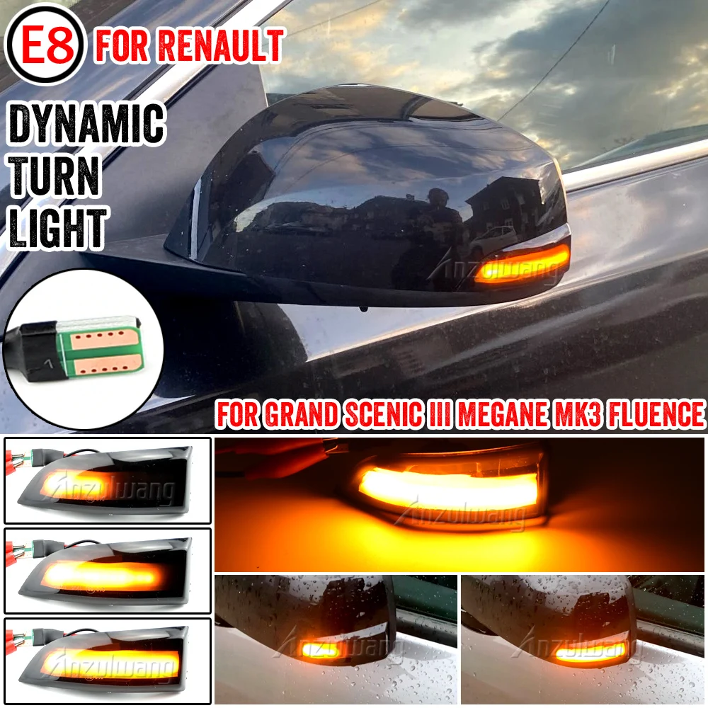 

Светодиодный динамический поворотный сигнал светильник боковой зеркальный световой индикатор светильник для Renault Megane MK3 Scenic Fluence Latitude saffane