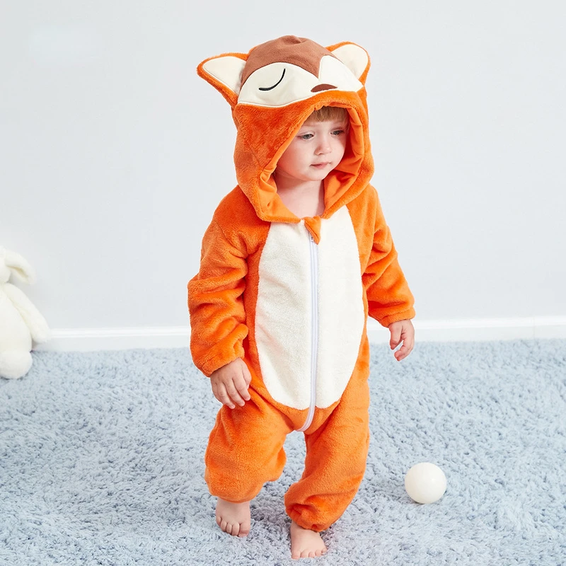 

Winter Baby Rompers Fox Boys Girls Clothes New Born Baby Jumpsuit Toddler Winter Hooded Animal Pajamas Bebe Romper Baby Costume
