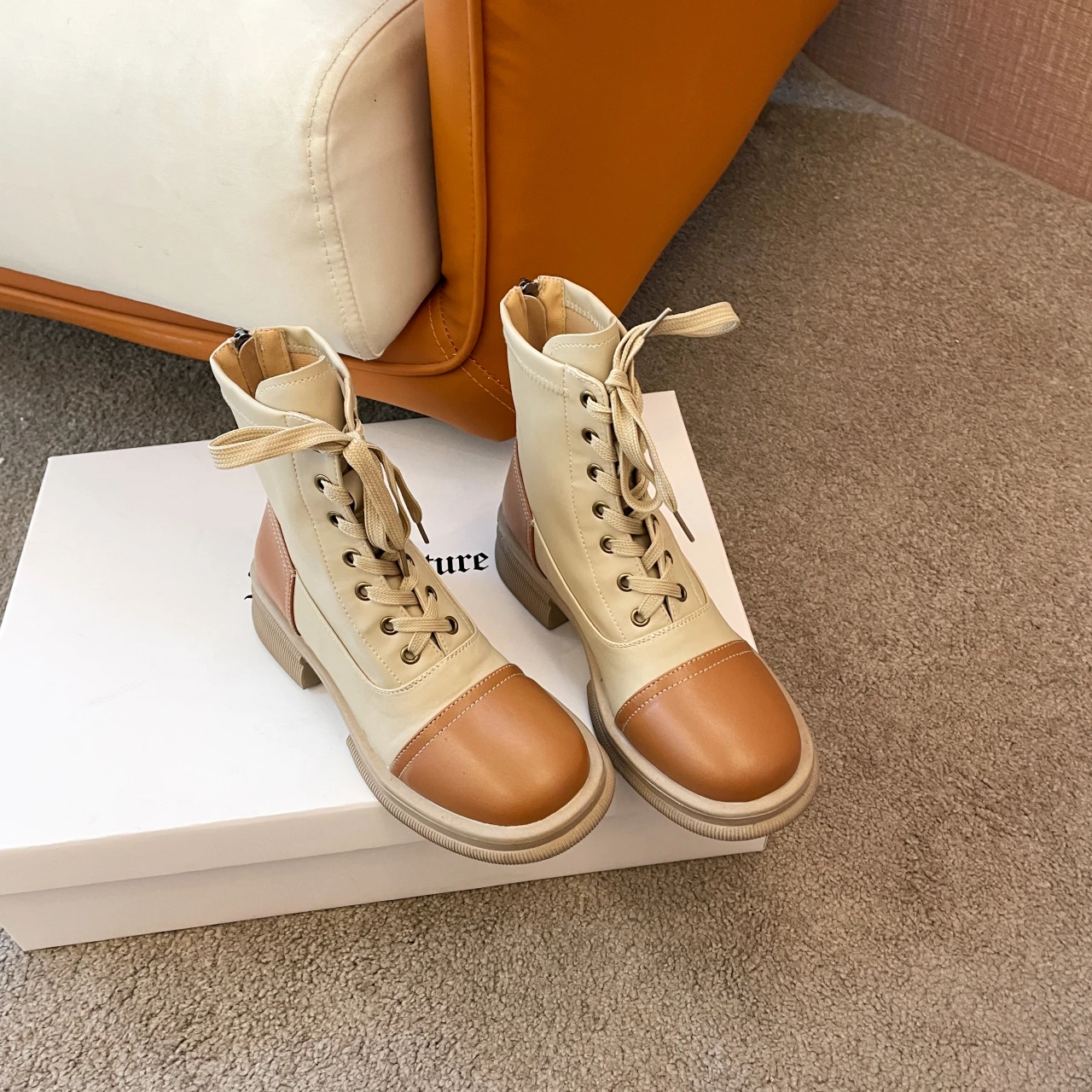 Boots For Girl Heeled Ankle Boots Lace-Up Autumn Shoes For Women  Casual women Boots Daily Footwear Size 35-40