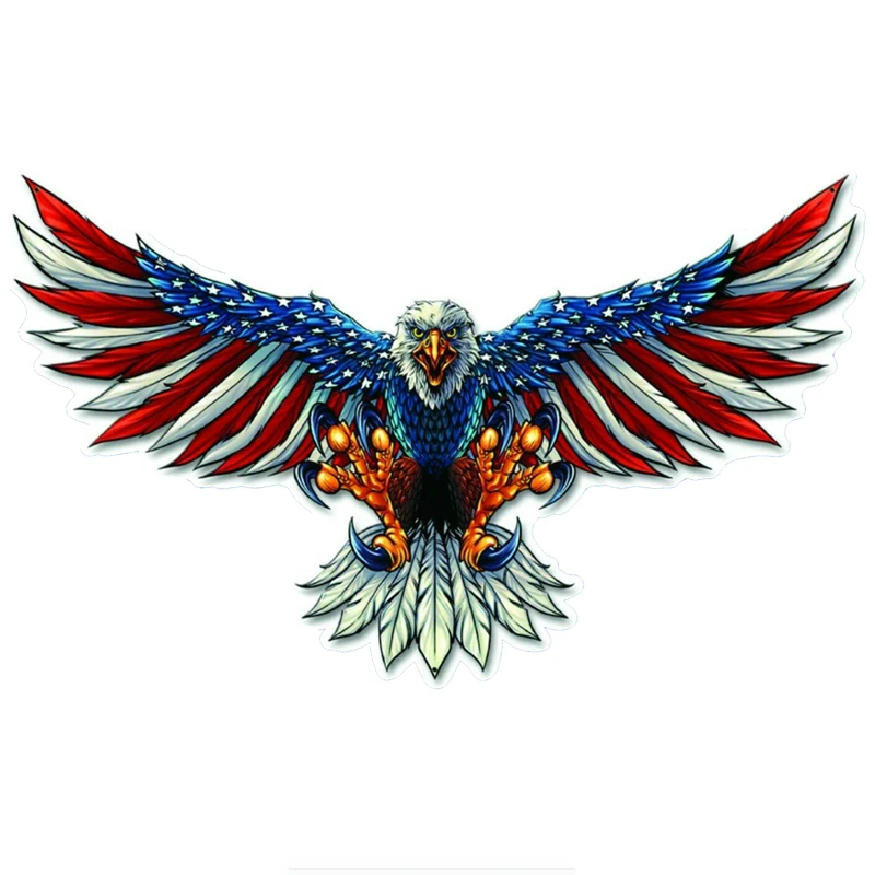 

19 * 15cm Creativity Cool Eagle American Flag Car Sticker Decal, Motorcycle Accessories, Waterproof PVC Decals