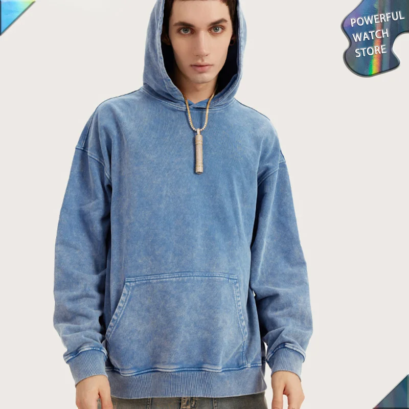 

2022 Autumn and winter heavy washed and old hooded terry sweater American retro loose tide brand top High Quality Hoodies