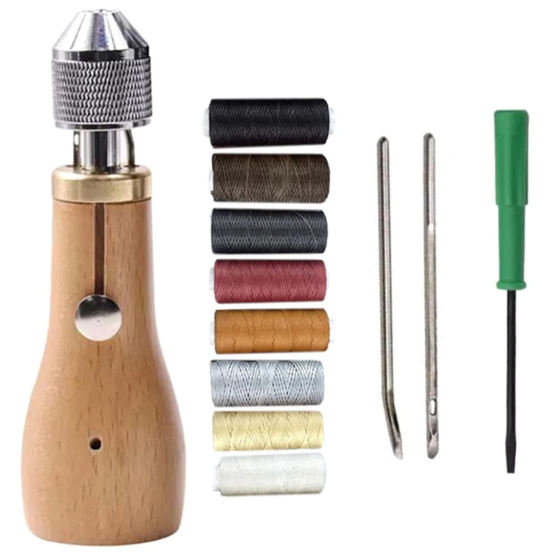 

Portable Sewing Awl Kit Stitching Awl Hand Stitcher Repair Tool Kit For Leather Heavy Fabrics And Canvas With Needles