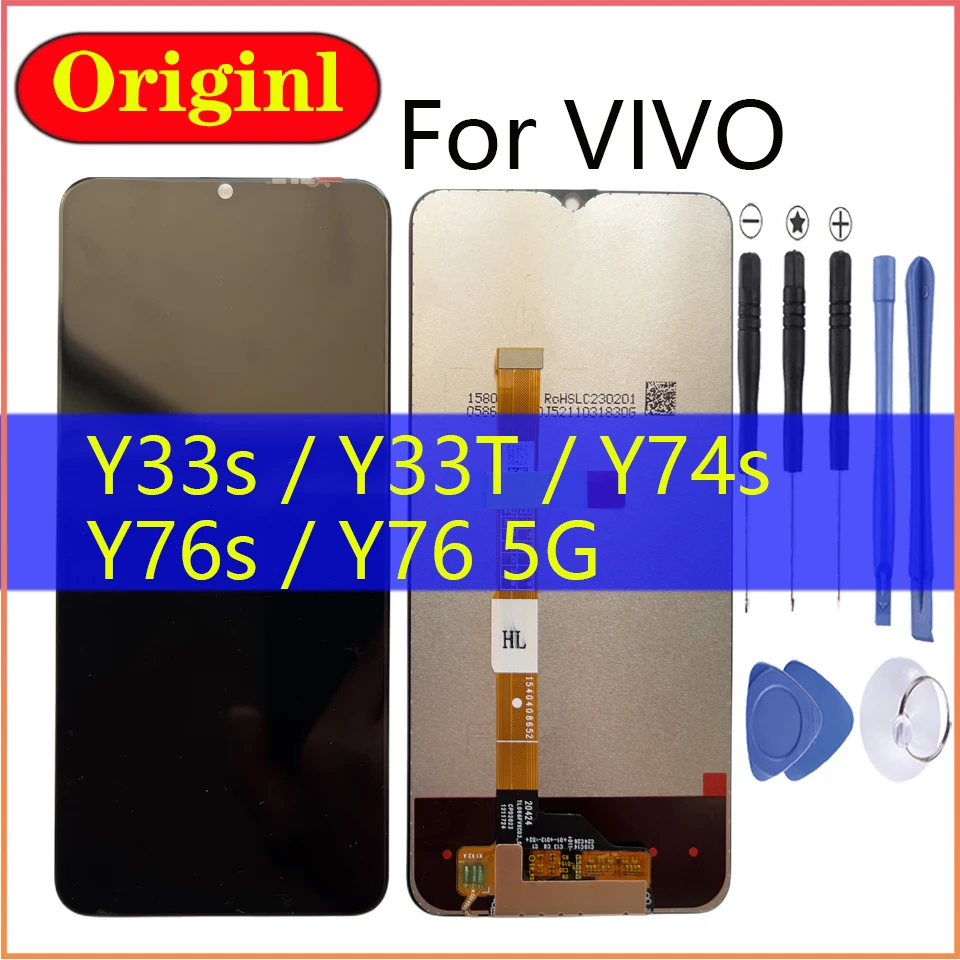 

Оригинальный ЖК-дисплей для VIVO Y33s, Y33T, Y74s, Y76s, Y76 5g, ЖК-дисплей, сенсорный экран с рамкой, Запасные детали для ремонта
