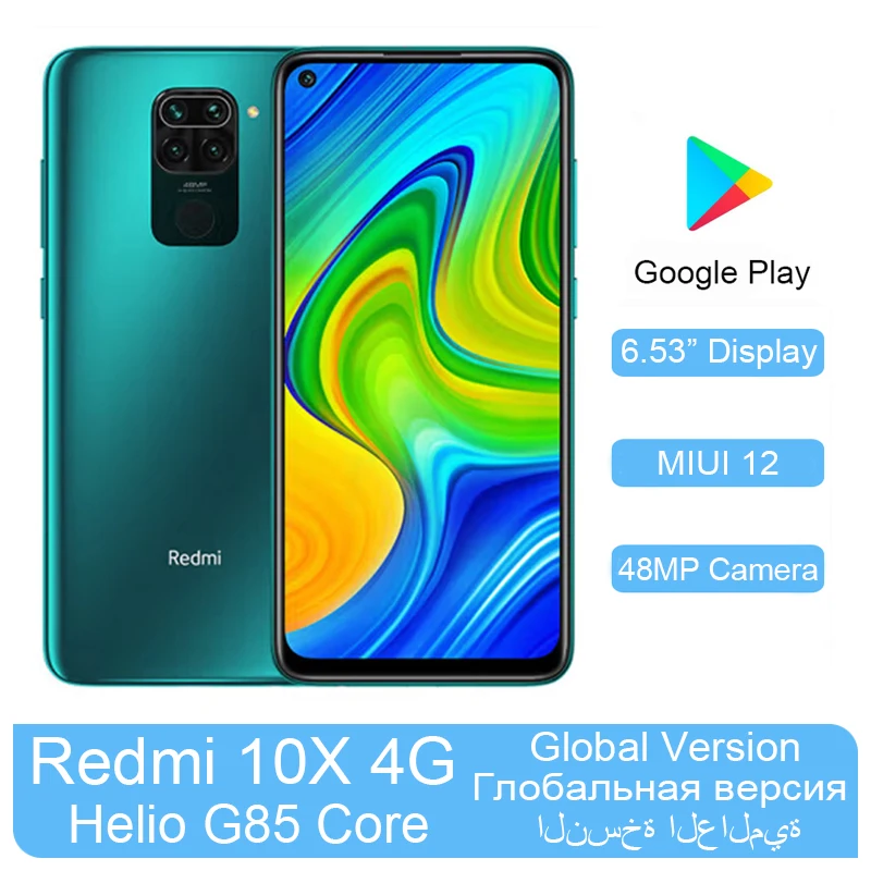 

Original Xiaomi Redmi 10X Note 9 4GB 128GB Battary 5020mAh MTK Helio G85 48MP Quad Camera Global Version Android 10